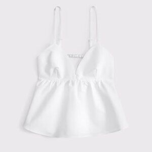 Abercrombie Poplin Peplum Top in White - Size Large
